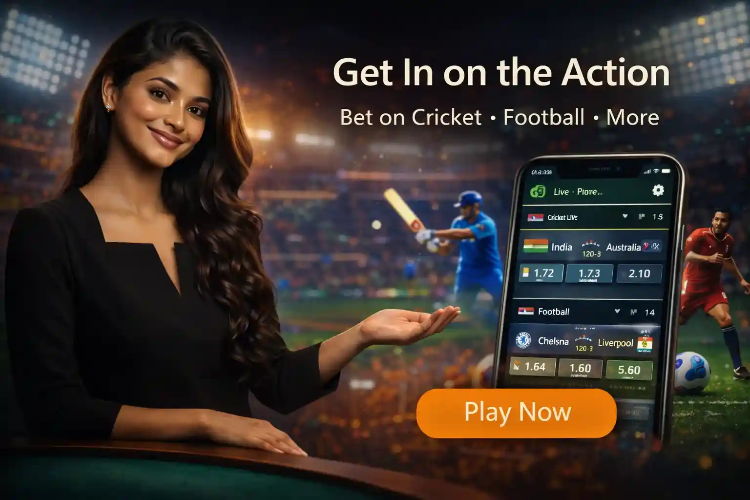 Indian woman inviting players to live casino and sports games
